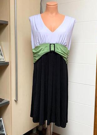Стильное комбинированное платье миди вискоза