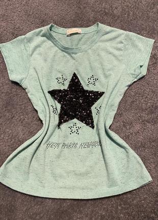Benini 🦋маечка для девочки с звёздочкой в пайетки