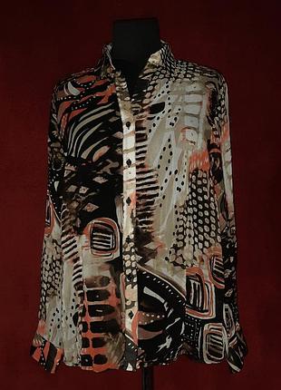 Блуза з жатого шовку з принтом