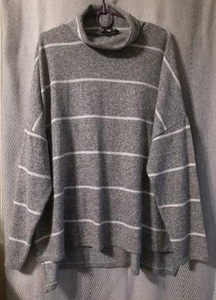 Женский свитер, джемпер, свитшот лонгслив полоска батал, большой размер1 фото