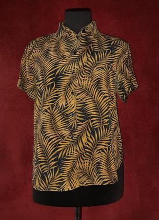 Шелковая рубашка с тропическим принтом американского бренда (винтаж)1 фото