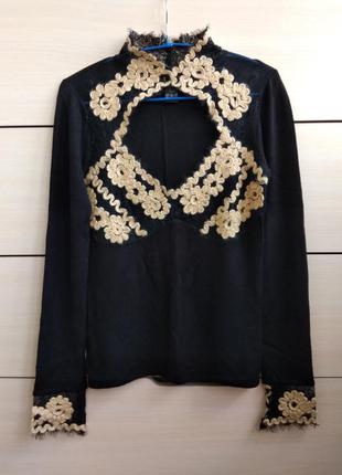 36-38г. нарядная блузка-кофта с ажурным лифом etincelle couture