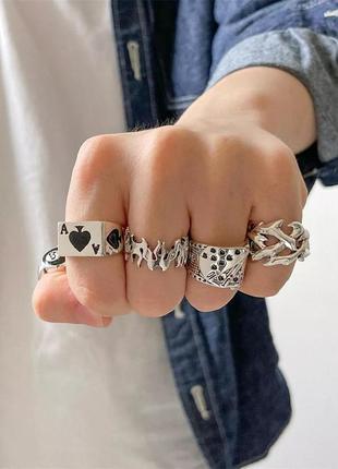 Крутой набор колец в стиле панк рок хип хоп гот кольца кольца кольца8 фото