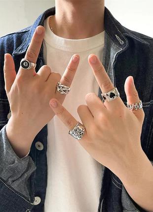 Крутой набор колец в стиле панк рок хип хоп гот кольца кольца кольца9 фото