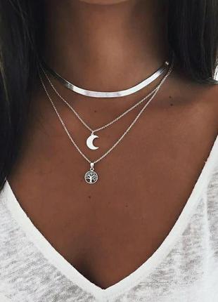 Потрійний ланцюжок підвіски місяць дерево