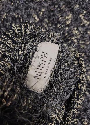 Чорний светр золотистий пухнастий травичка високий комір numph5 фото