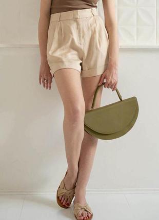 Женская кожаная мини-сумка оливковая3 фото