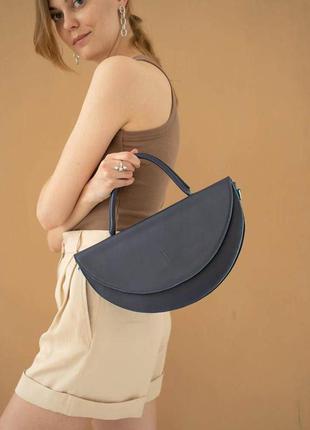 Жіноча шкіряна міні-сумка темно-синя2 фото
