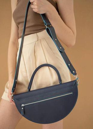 Жіноча шкіряна міні-сумка темно-синя4 фото