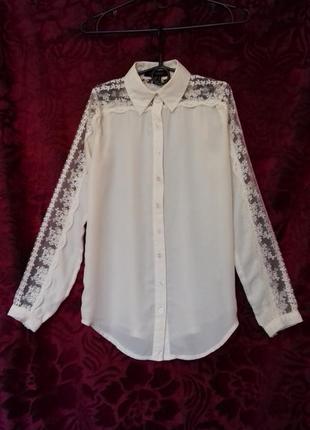Мереживна блузка з довгими рукавами / сорочка