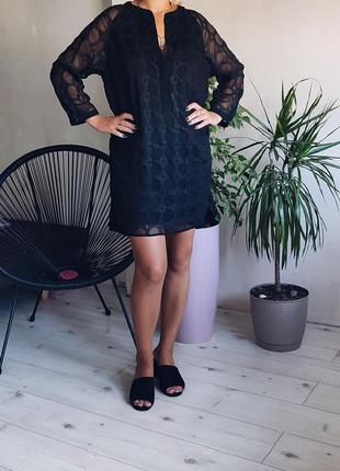 Черное кружевное платье туника1 фото