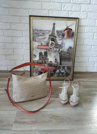 Красиві нюдовые босоніжки на корковій танкетці (устілка 24-24.5)