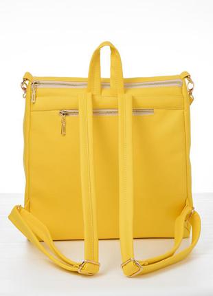 Бежевый городской модный желтый стильный рюкзак для университета экокожа3 фото