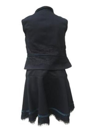 Форма школьная костюм юбка и жилетка 134 темно-синий6 фото