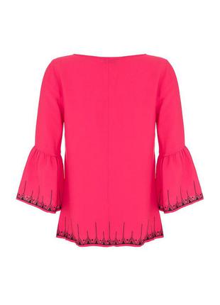 Яркая розовая блузка вискоза блуза волан4 фото
