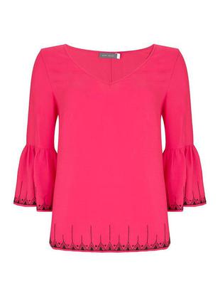 Яркая розовая блузка вискоза блуза волан3 фото