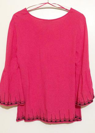 Яркая розовая блузка вискоза блуза волан2 фото