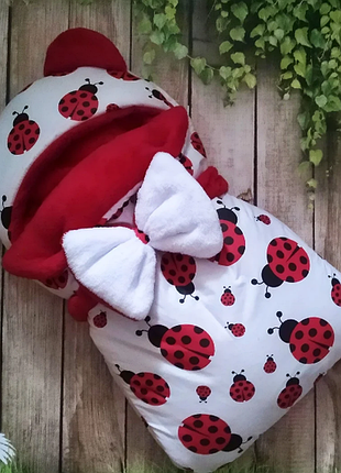 Конверт на выписку и для прогулок деми и зима с ушками, хлопок разные расцветки