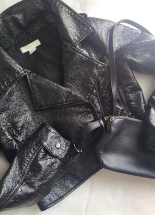 Крутецька лакова куртка-болеро бренду h&m👩🏻‍🎤👩🏻‍🎤👩🏻‍🎤1 фото