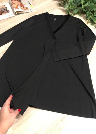 Свободная лёгкая чёрная длинная блузка рубашка кофточка