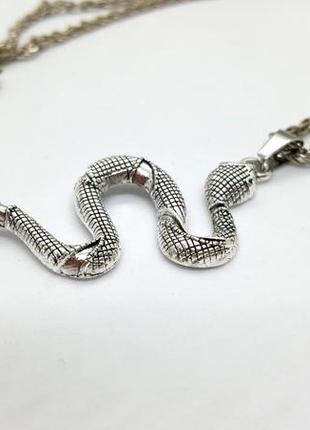 🐍⚡️ кулон підвіска на ланцюжку "змія" срібляста4 фото