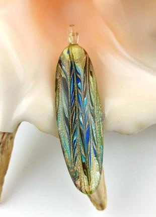 Кулон підвіска з муранського скла у формі овалу мурано золотистий новий якісний