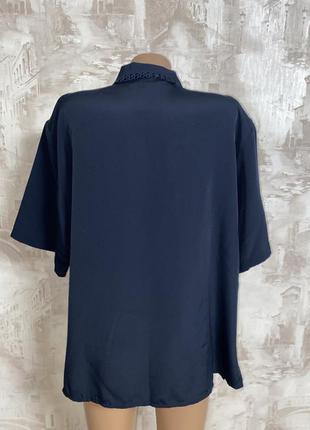 Винтажная синяя блузка с коротким рукавом (028)3 фото