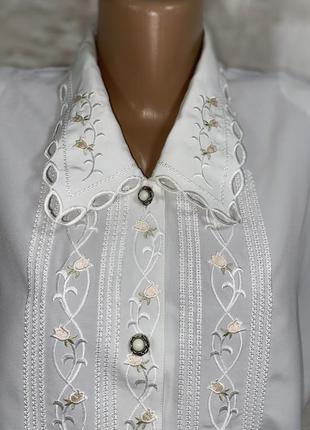 Винтажная белая блузка,вышивка,короткий рукав,большой размер,батал (028)4 фото