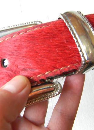 Кожаный ремень красный обхват 91-101 см9 фото