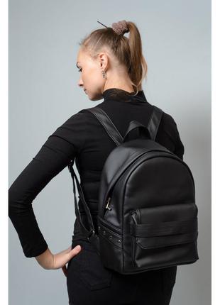 Якісний жіночий рюкзак sambag 🖤 чорний з водовідштовхуючого матеріалу7 фото