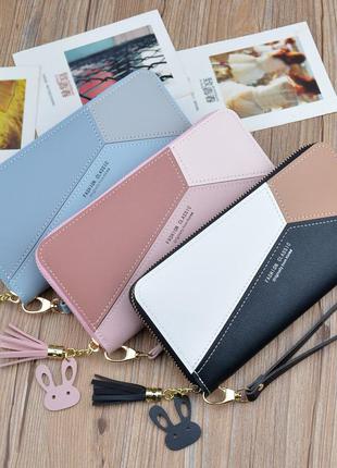 Голубой женский кошелек на молнии