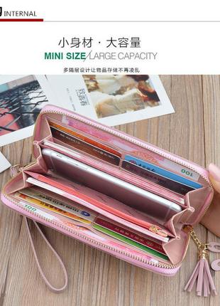 Голубой женский кошелек на молнии