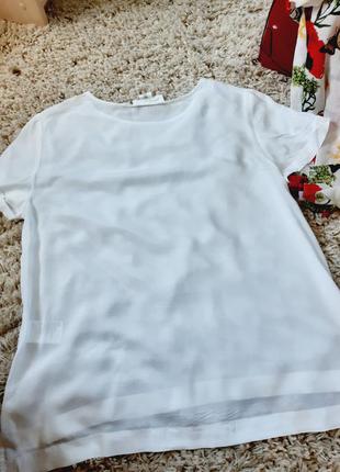 Базовая белая блуза, состав 100%модал, h&m, p. 10-143 фото