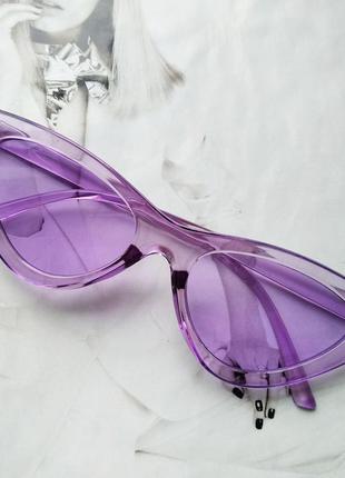 Треугольные очки солнцезащитные кошачий глаз цветная оправа фиолетовый1 фото