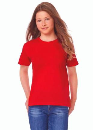 Червона дитяче підліткове класична бавовняна приталені футболка для дівчаток