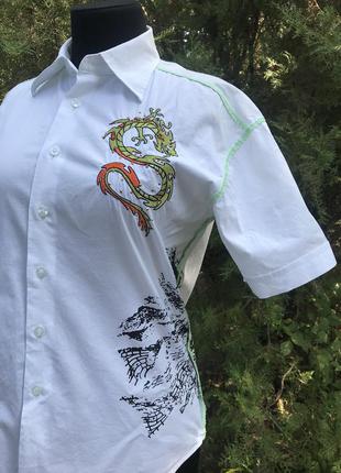 Рубашка мужская в китайском стиле bigness trade mark принт дракона3 фото