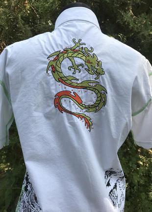 Рубашка мужская в китайском стиле bigness trade mark принт дракона5 фото