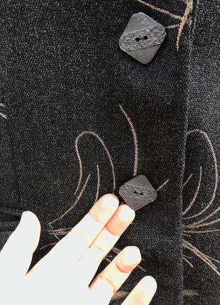Пиджак серый классический с вышивкой винтажный5 фото