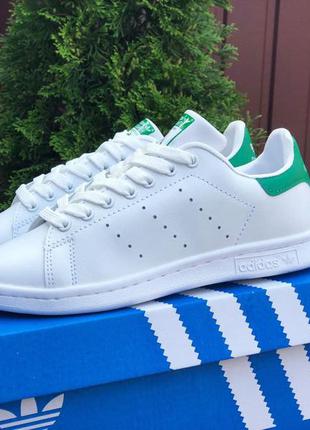 Р. 38-40 кроссовки adidas stan smith (бело/зеленые)2 фото