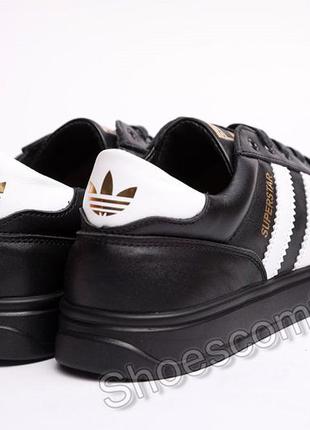 Кроссовки мужские adidas superstar black / white кожаные черные3 фото