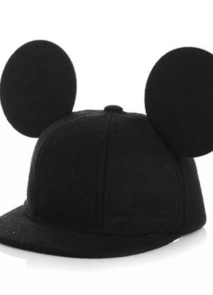 Кепка бейсболка с ушками в стиле микки чёрный