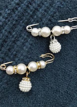 Брошь булавка жемчуг подвеска женская серебро золото жіноча