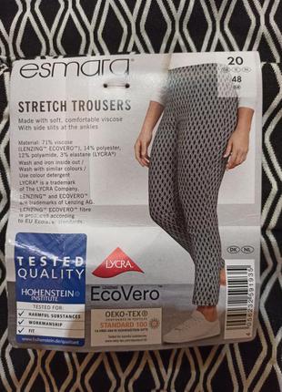 Стрейчевые брюки женские esmara l 50-52 чёрно-белые брюки стрейч2 фото