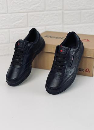 Кроссовки кеды мужские кожаные reebok classic leather black кросовки рибок класик9 фото