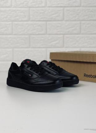 Кроссовки кеды мужские кожаные reebok classic leather black кросовки рибок класик5 фото