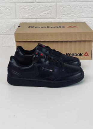 Кроссовки кеды мужские кожаные reebok classic leather black кросовки рибок класик