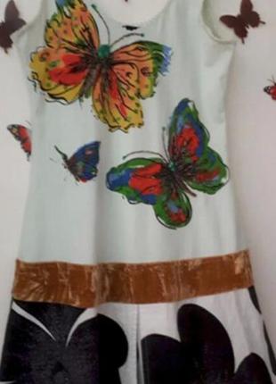 Ручная роспись! дизайнерское платье custo barcelona на 155 - 160 см плотная юбка