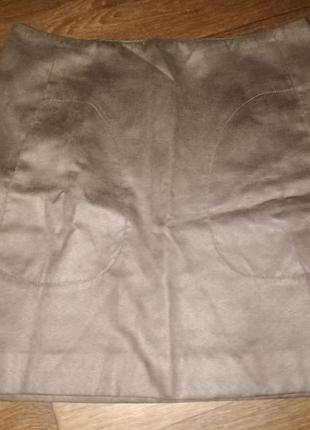 Спідниця юбка жіноча міні коричнева штучна замша міні zara коричнева