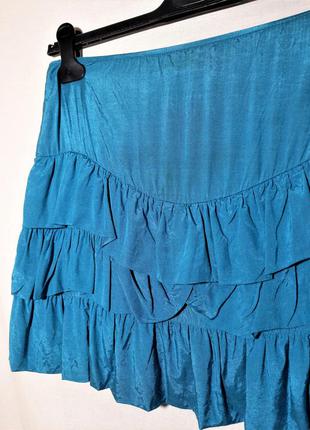 Голубая короткая юбка с рюшами/оборками/воланами2 фото