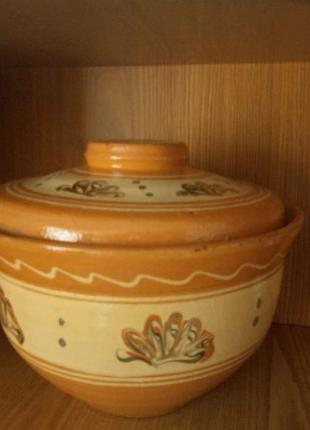 Глиняна миска макітра для вареників 2 л опішня ручний розпис